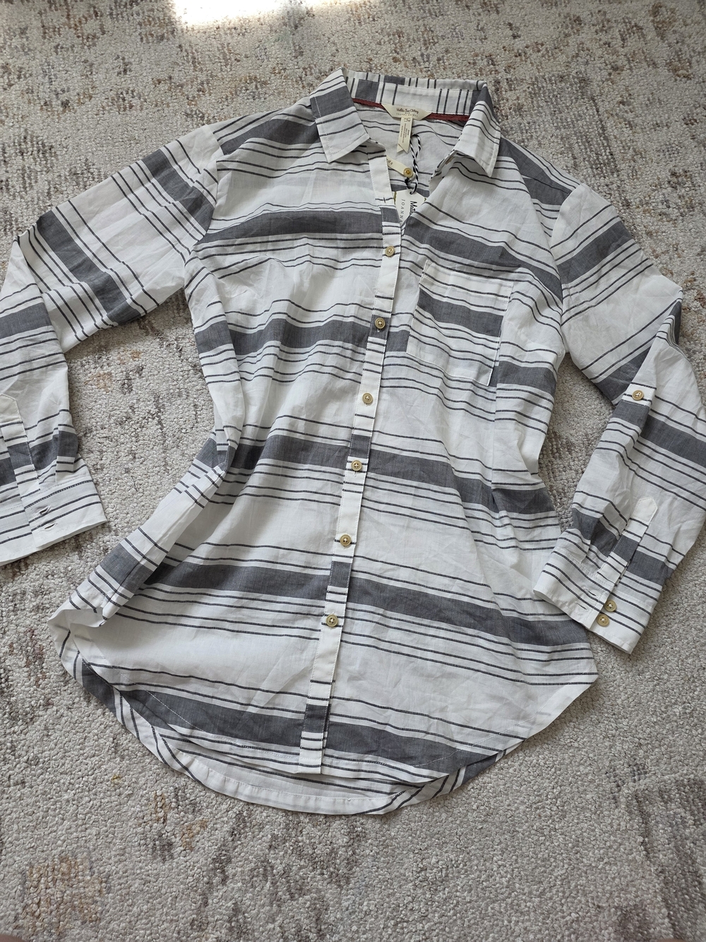 Matilda Jane With Joanna Gaines White and Gray Striped Button-Down Shirt